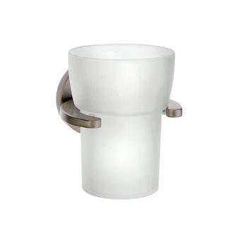 Smedbo L343N Wall Mounted Frosted Glass Tumbler with Brushed Nickel Holder from the Loft Collection